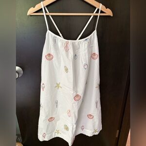 Printfresh White Embroidered Sea Shells Cami Nightgown